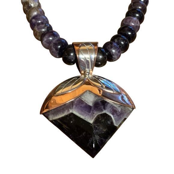 Jay King Necklace & Pendant Sterling Silver, Copper and Amethyst Statement Piece - Picture 6 of 14